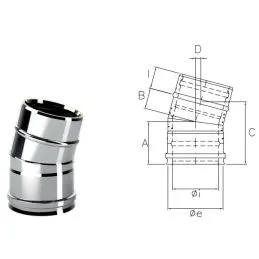 Curva 15° I1C15 ISO10 INOX Canna fumaria doppia parete