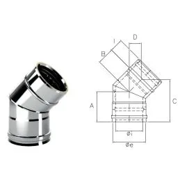Curva 45° I1C4 ISO10 INOX Canna fumaria doppia parete