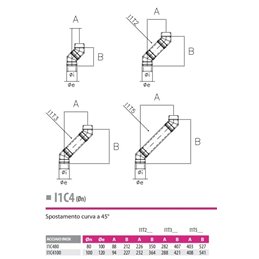 Curva 45° I1C4 ISO10 INOX Canna fumaria doppia parete