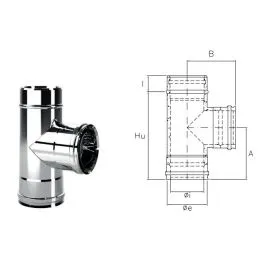 Raccordo a T 90° I1T9 ISO10 INOX Canna fumaria doppia parete
