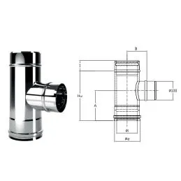 Reduced mono 90° Tee Ø80mm I1TR ISO10 INOX Double wall flue