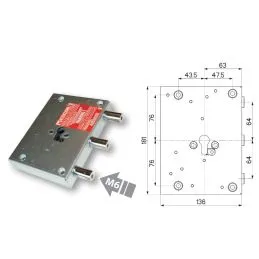 Serratura porta blindata Mottura 89266ALM laterale per ALLMET