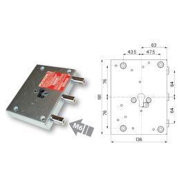 Serratura porta blindata Mottura 89.K571DR triplice 1/2g Dierre 