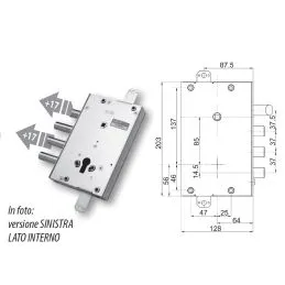 Security door lock Mottura 4671/7AQ for ALIAS