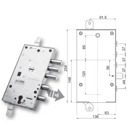 Mottura armored door lock 89.597B37 plurisystem for CIR