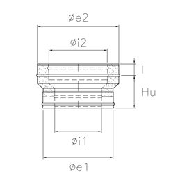 Increased fitting I5RCDA ISO50 INOX Double wall flue