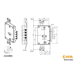 Lock for armored doors MOIA RCE614-280D compatible CERUTTI 4000