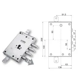 Serratura porta blindata Mottura 89.8571B7/Q triplice 1/2g CIR