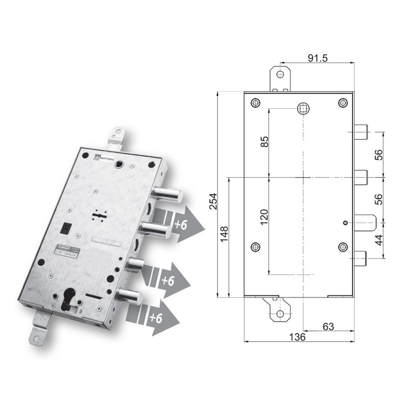 Security door lock Mottura 89.587CPC plurisystem for CPC