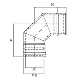 90 ° bend RIAC9 ISOAIR Copper Double wall flue