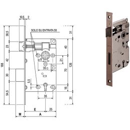 Lock for internal doors AGB 572 PATENT 8x70mm SQUARE EDGE