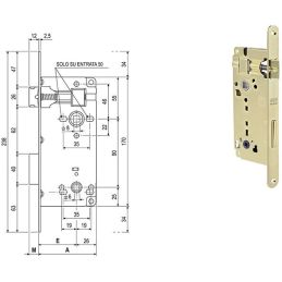 Lock for internal doors AGB 595 Q.8x90mm DOUBLE SQUARE BATHROOM