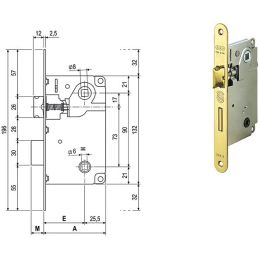 Lock for internal doors AGB 1005 CENTRO bathroom double square