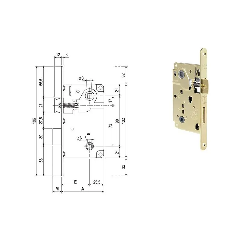 Lock for internal doors AGB 1006 CENTRO bathroom double square