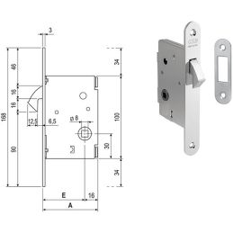 Lock for sliding doors AGB 703 with square hook BATHROOM