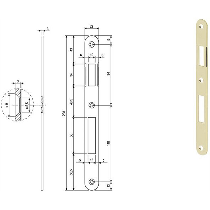 Strike plate for locks AGB 590.15 CYLINDER
