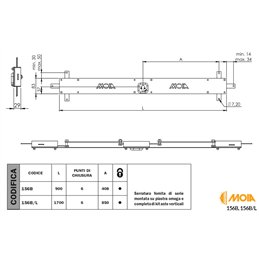 Serratura a fascia per cantine e basculanti MOIA 156 B 90cm