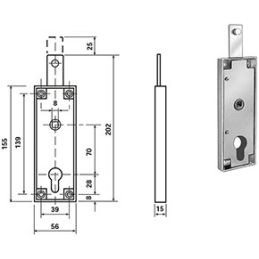 Potent 1640E up-and-over damper lock prepared for European cylinder