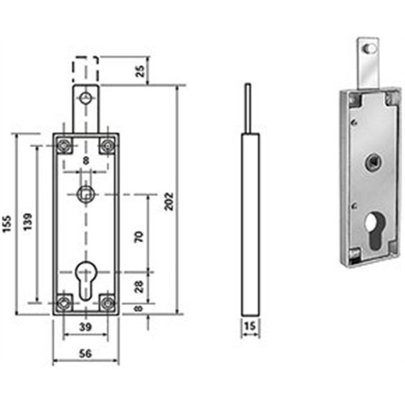 Potent 1640E up-and-over damper lock prepared for European