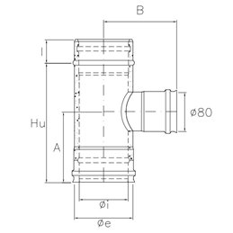 Raccordo a T 90° ridotto mono Ø 80mm RM1TR ISO10 RAME
