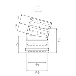 15° bend RM1C15 ISO10 HAMMERED COPPER Double wall flue