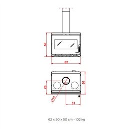 Palazzetti Ecopalex 76T Glass wood-burning fireplace insert