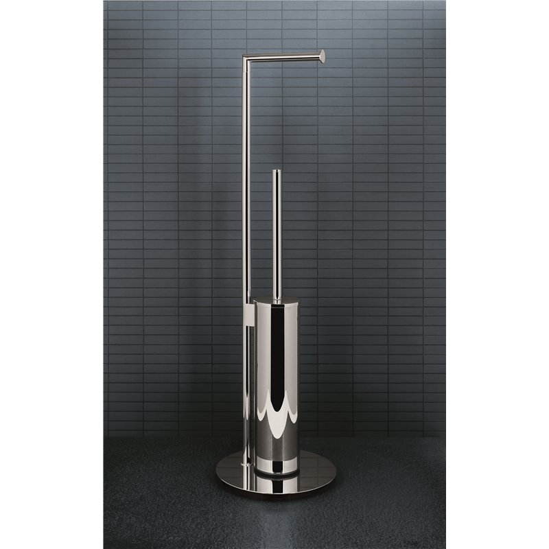 Floor lamp with roll holder and toilet brush holder B4018