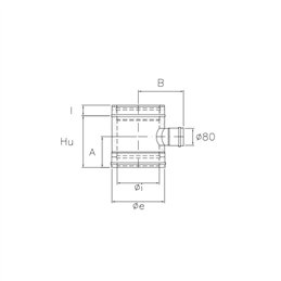Single wall 90° reduced T-pipe diam.80mm N2TR ISO25 MATT BLACK