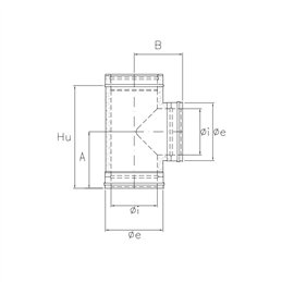 T-pipe 90° N2T9 ISO25 MATT BLACK Double wall flue