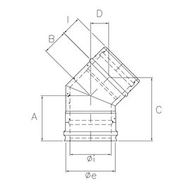 45° bend K1C4 ISO10 MATT BLACK Double wall flue