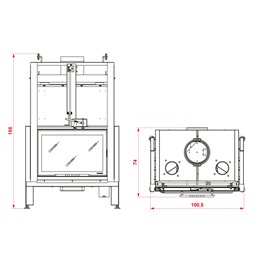 Wood-burning fireplace PALAZZETTI Ecomonobloc MX 86 Angular air