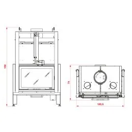 Wood-burning fireplace PALAZZETTI Ecomonobloc MX 86 Angular air