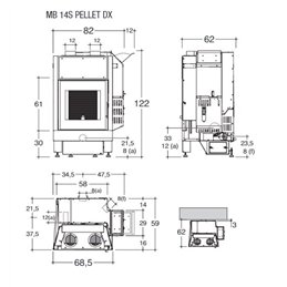 Caminetto a pellet Montegrappa MB14S 82x122 13,1 Kw