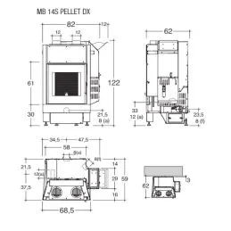 Pellet fireplace Montegrappa MB14S 82x122 13.1 kW