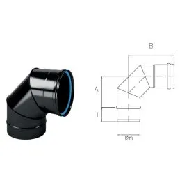 90 ° MFCS9 Monofire Inox Aisi316 BLACK bend for pellet stoves