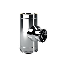 T pipe 90 gradi MONO connection Female double wall flue ISO25 De Marinis Inox