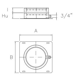 Base plate with side discharge double wall flue ISO25 De Marinis Inox