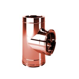Double wall flue 90  gradi T pipe ISO25 De Marinis Copper