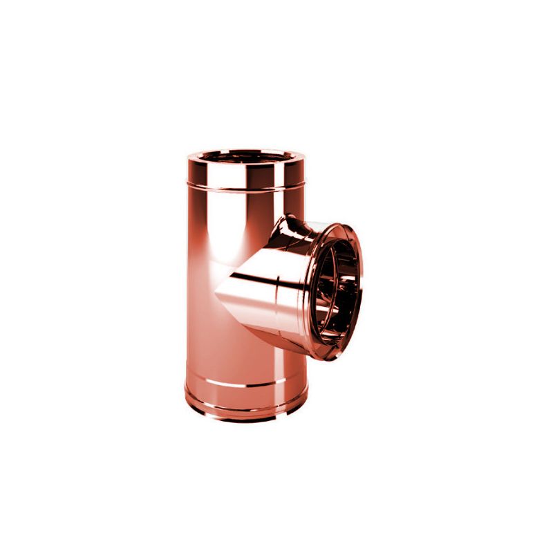 Double wall flue 90  gradi T pipe ISO25 De Marinis Copper