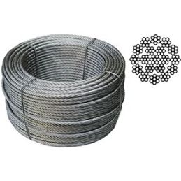 Polished steel rope with 133 anti-twist wires for winches diam.10mm, 100 m roll.