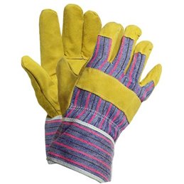 Pig leather glove with back and non-PPE canvas sleeve