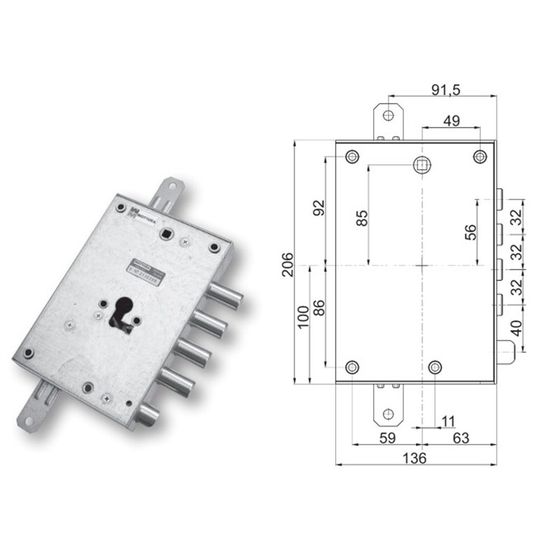 Security door lock Mottura 89.8571D/32Q for DIBI