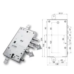 Serratura porta blindata Mottura 89.588DB plurisistema DIBI
