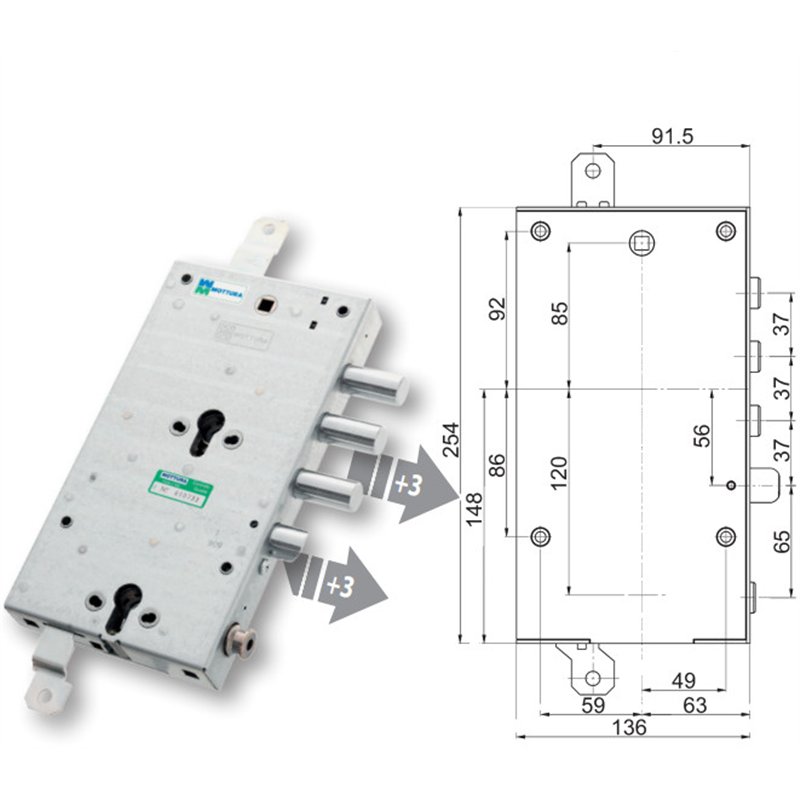 Mottura 894388D/S7MB armored door lock for DIBI