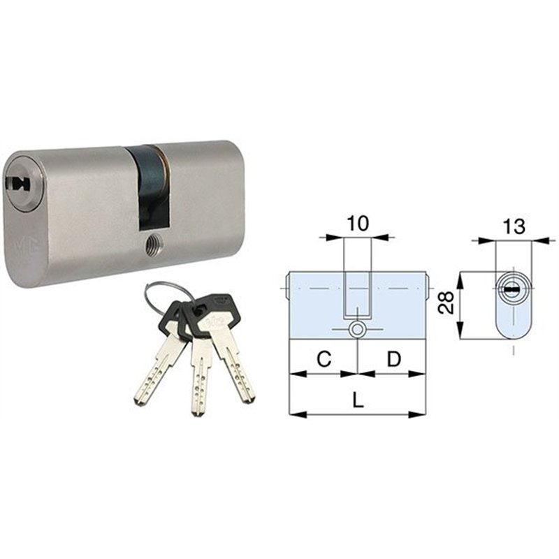 Oval cylinder for MG Monti H1864 security key lock