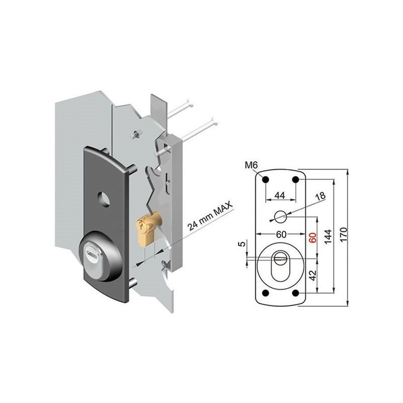 DISEC DN129PD1 tear-proof damper lock plate