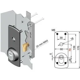 Placca antistrappo serratura serranda basculante DISEC DN130PD1