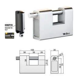 Lucchetto rettangolare per serrande DISEC MG600 Inox chiave
