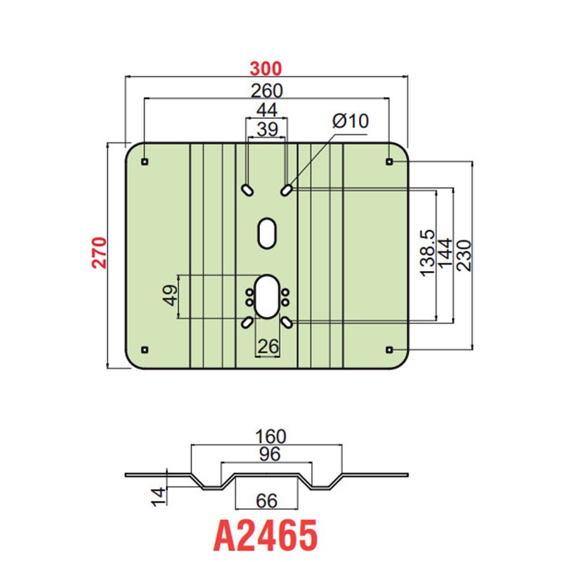 Corrugated plate reinforcement for DISEC A2465 300x240 overhead locks