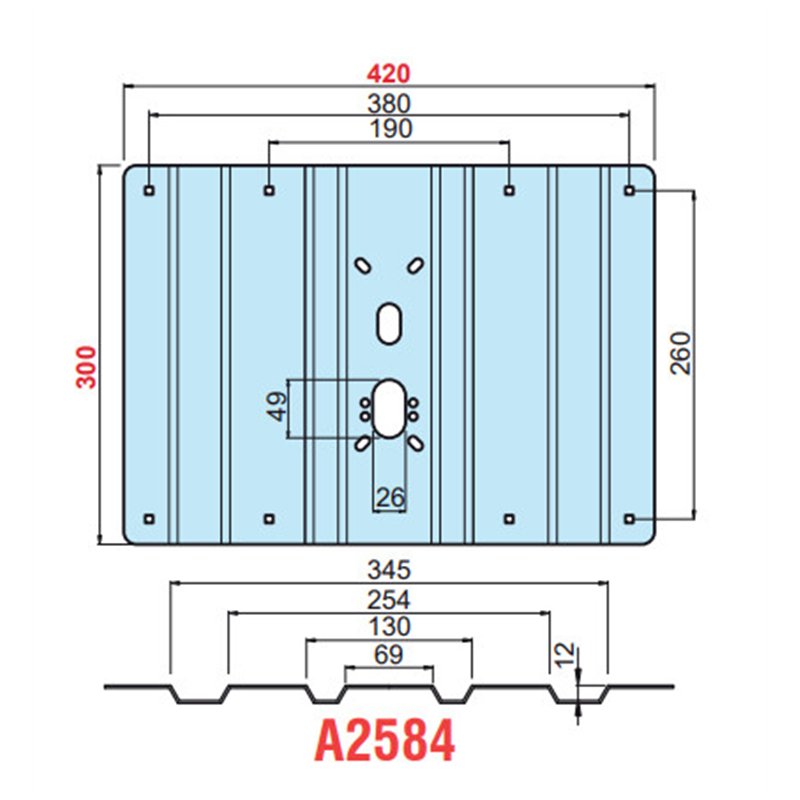 Corrugated plate reinforcement for DISEC A2584 420x300 overhead locks